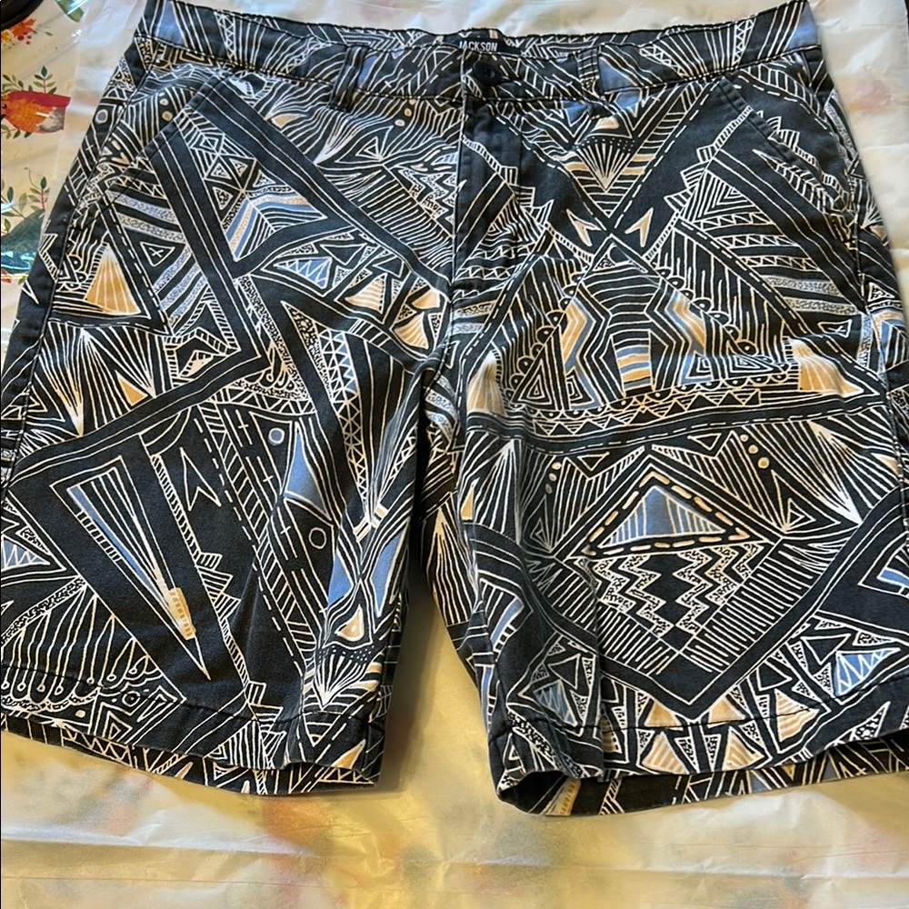 Jackson Men’s Abstract Design Shorts Zipper Button Up Worn Once 31